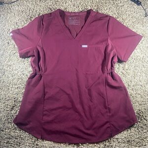 FIGS One--Pocket Scrub Top – Burgundy / Maroon / Wine– Size Large Women’s